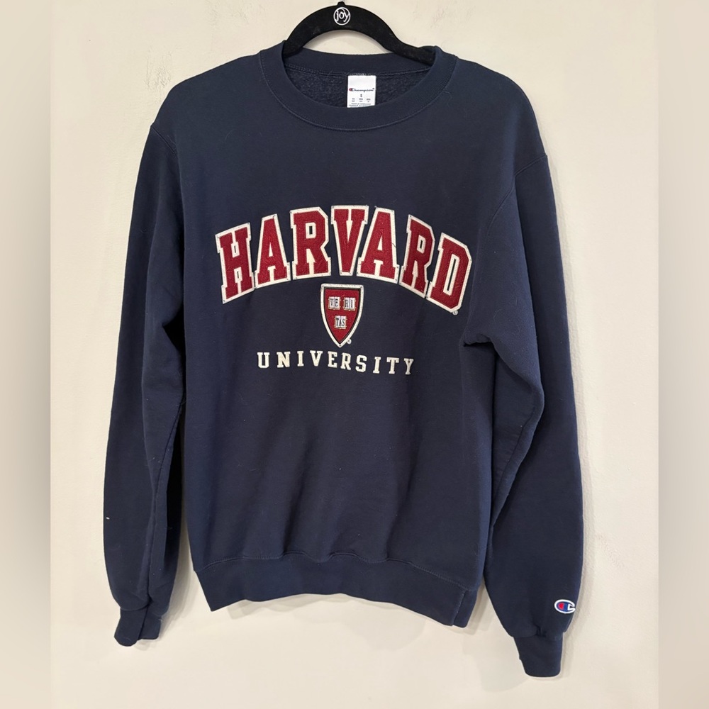 Champion Harvard University Navy Crewneck Small Sweatshirt Preloved